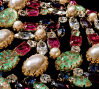 Schreiner (circa 1960s), United States: Bib necklace. Simulated turquoise stones, rhinestones, simulated pearls, gold plated. Signed Schreiner. © Pablo Esteva