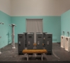 Locker Room (installation view), crocheted yarn, 2011.: Locker Room (installation view), crocheted yarn, 2011.