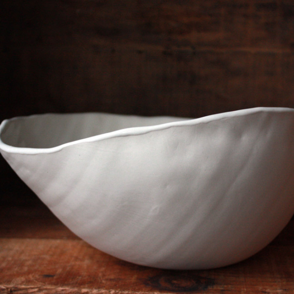 Egg Bowl, wheel thrown and sculpted porcelain, 2011.