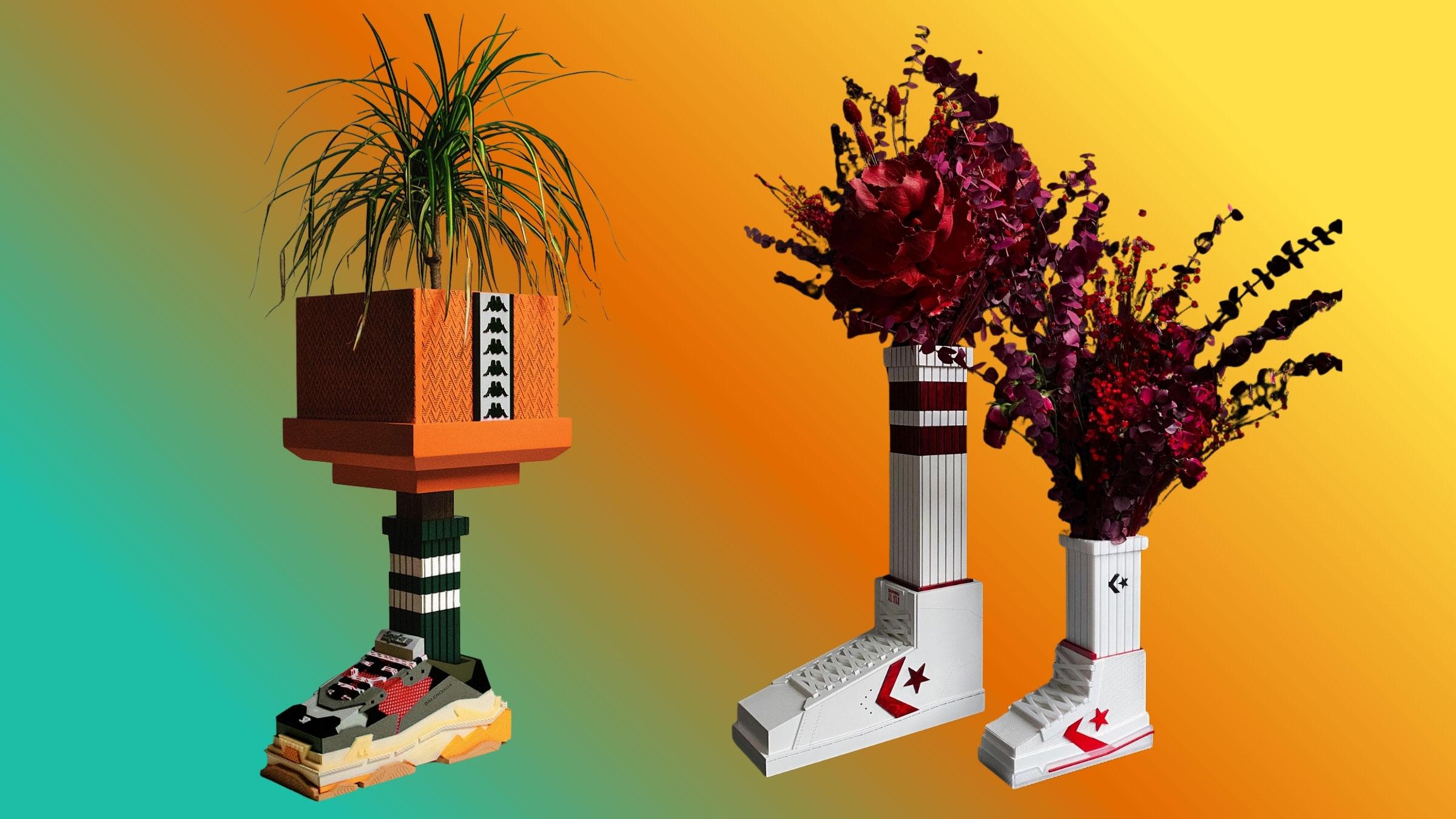 Pixelated Sneaker Sculptures