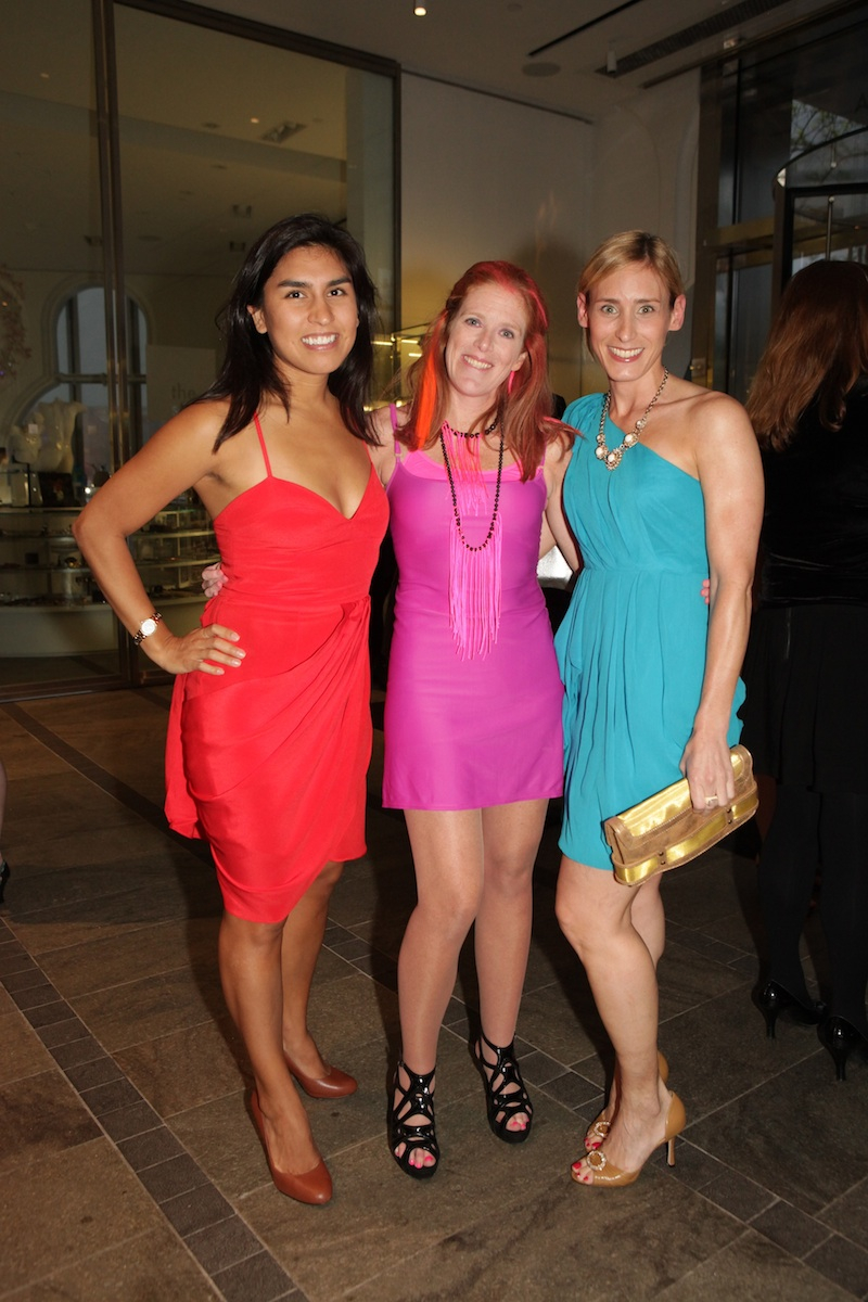  Cecily Carson and friends pose in the MAD lobby in their fluorescent attire before entering the FLUORESCENTBALL.