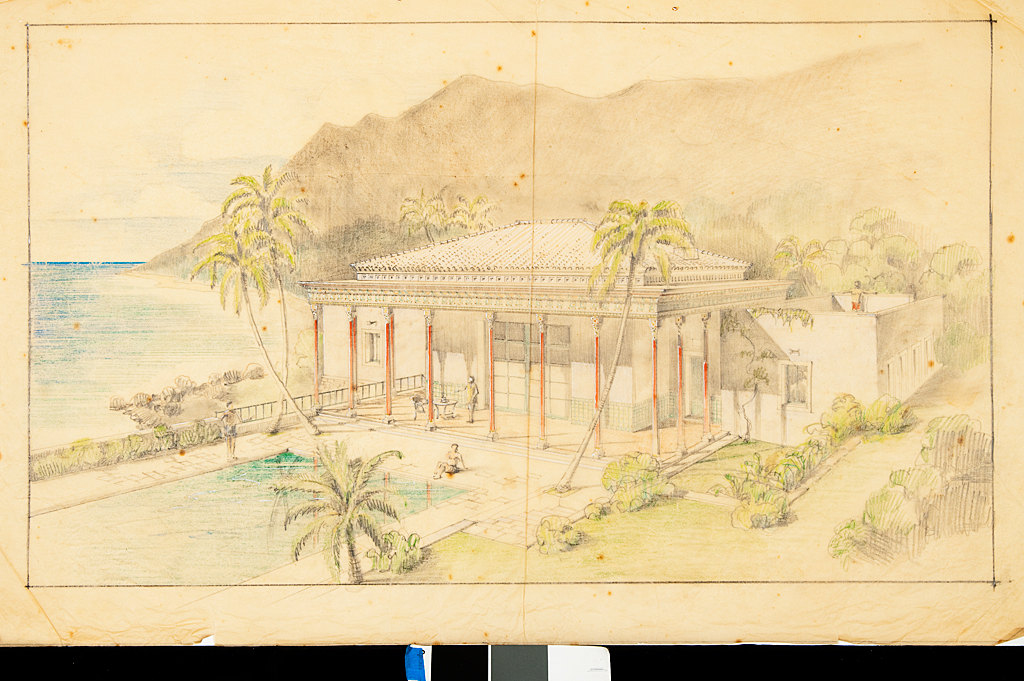 H. Drewry Baker; Wyeth & King, Architects: Conceptual drawing of Playhouse at Shangri La ca. 1936