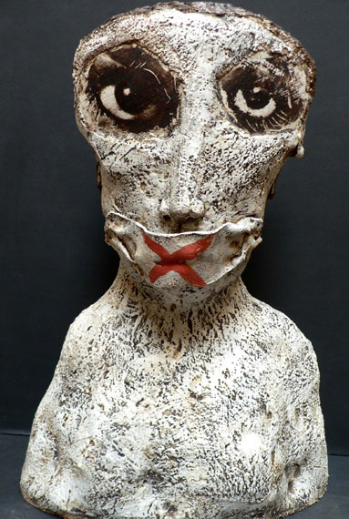 Teresa Gironès: Víctima [Victim], 2012 Stoneware, porcelain 29 15/16 x 15 3/4 x 11 in. (76 x 40 x 28 cm)  Courtesy of the artist