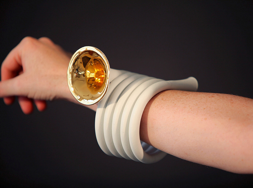 Horn Bracelet, 2010: Arjen Noordeman, Christie Wright; Porcelain, gold luster; Museum purchase with funds provided by the Collections Committee, 2011, Photo by Louise te Poele