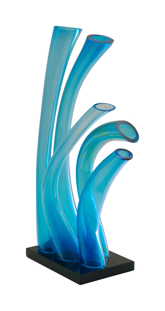 Harvey Littleton, American, 1922–2013;  Falling Blue,1969: Blown glass 21 1/2 x 12 1/2 x 6 in. (54.6 x 31.8 x 15.2 cm) Museum of Arts and Design, Gift of the Johnson Wax Company, through the American Craft Council, 1977, 1977.2.54 Photo Credit: Eva Heyd