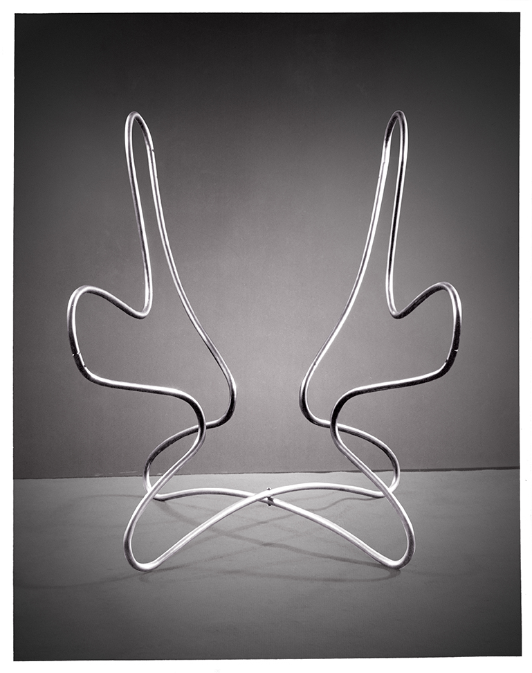 Eva Zeisel: Frame for a Folding Chair, 1949; Chrome-plated tubular steel; 28 1/2 x 26 x 26 1/2 in.; Courtesy of Jean Richards