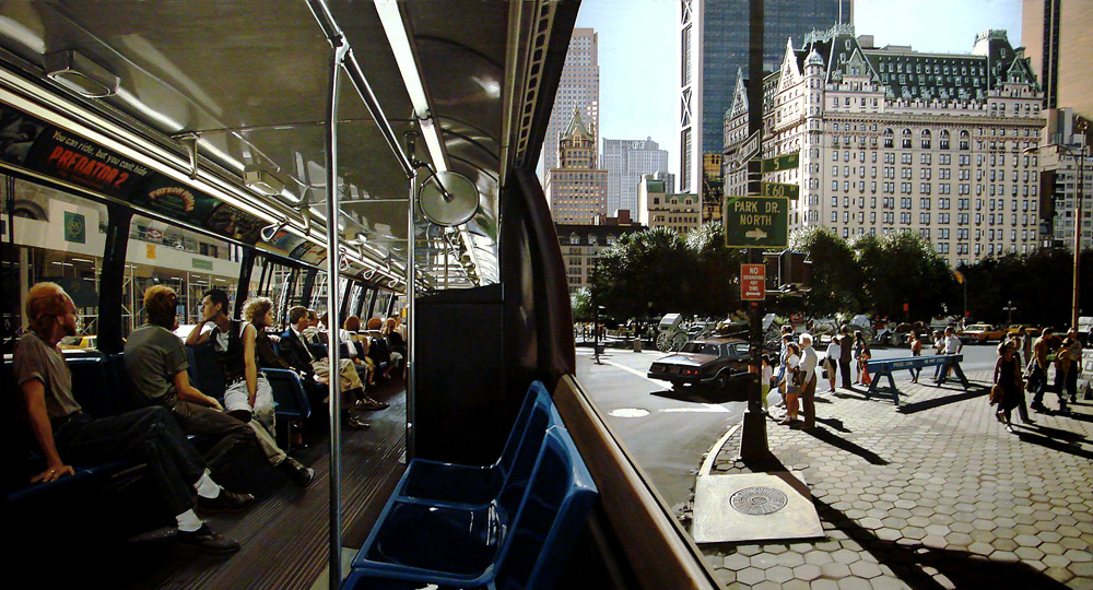 The Plaza, 1995: Oil on canvas; 36 x 66 in.; Courtesy of Louis K. Meisel Gallery