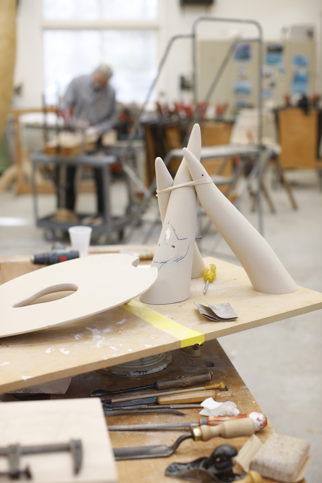 Model of 'Dining Table,' 2015 in Wendell Castle's studio 