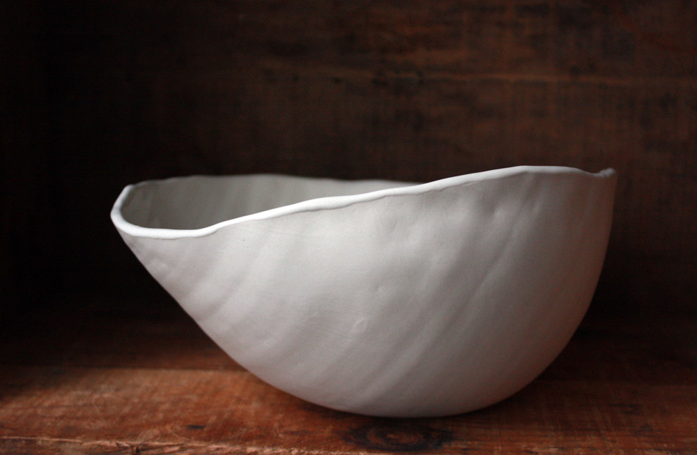 Egg Bowl, wheel thrown and sculpted porcelain, 2011.: Egg Bowl, wheel thrown and sculpted porcelain, 2011.