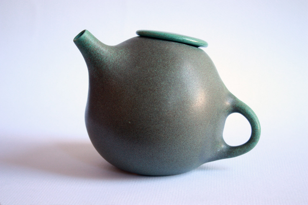 Bartlett Teapot, wheel thrown and altered stoneware, 2011.: Bartlett Teapot, wheel thrown and altered stoneware, 2011.